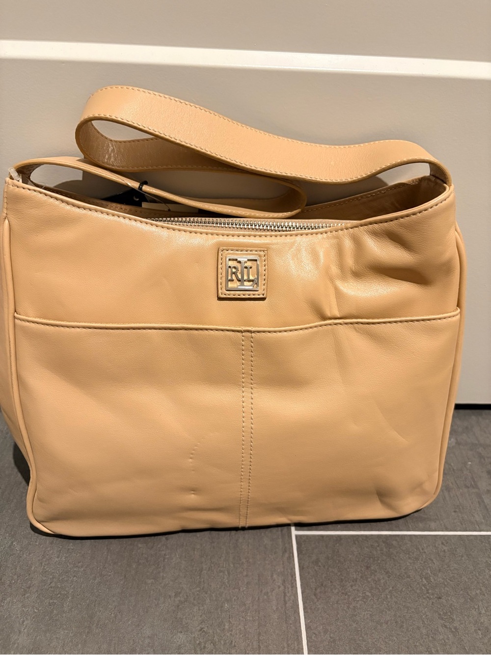 New Y2K camel leather handbag Lauren Ralph Lauren